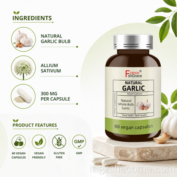 Shecome Capsule di aglio Supporto immunitario per la salute del cuore